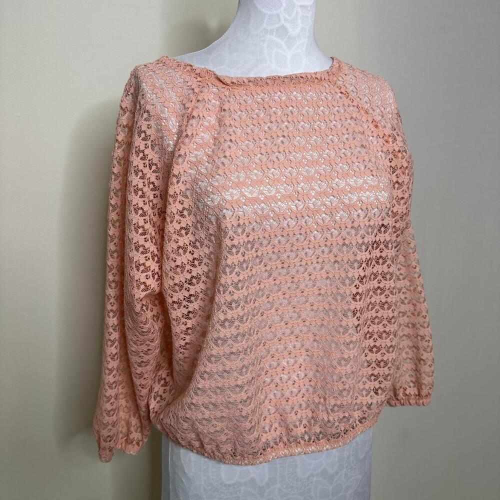 American Apparel Pink Crochet Top OS
